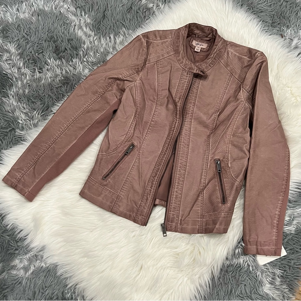 Style & Co Pink Faux Leather Jacket PM NWT
